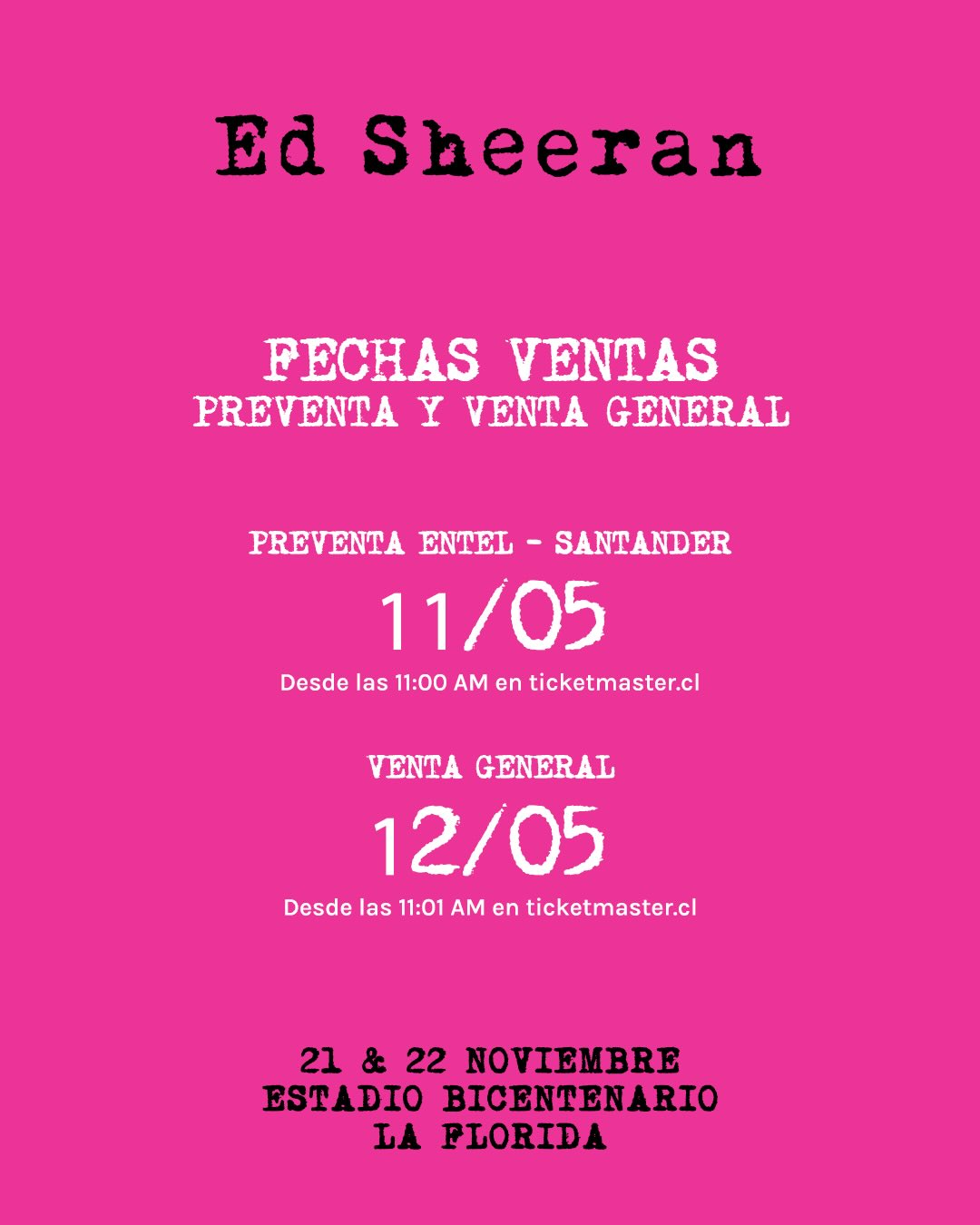 Ed Sheeran anuncia segunda fecha en Chile